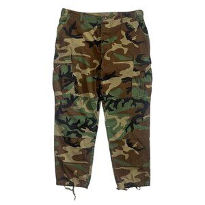 Vintage Woodland CamoCargo US Military Combat‎ Pants Adjustable L 35-39 Baggy